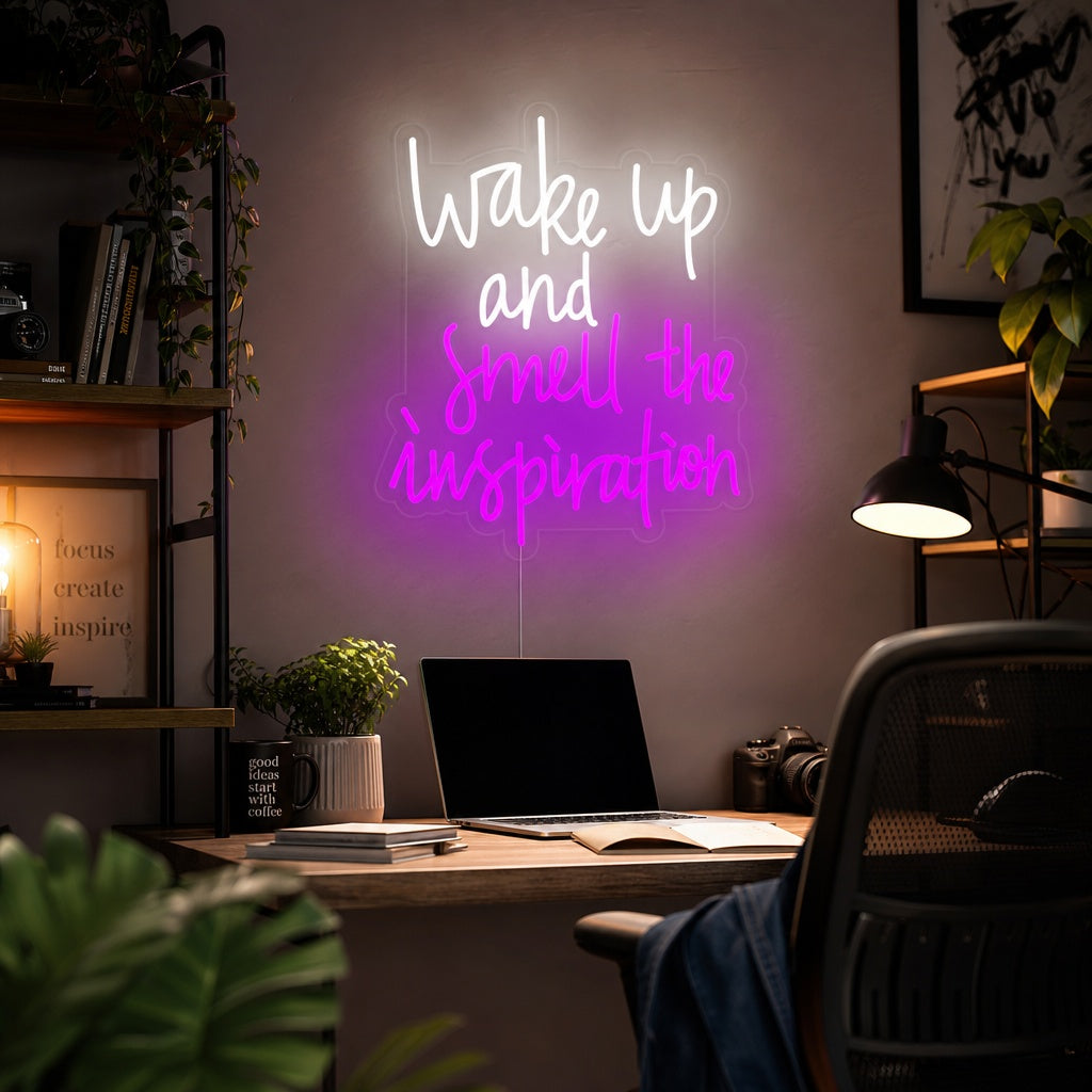"Wake Up and Smell the Inspiration" Neon Verlichting
