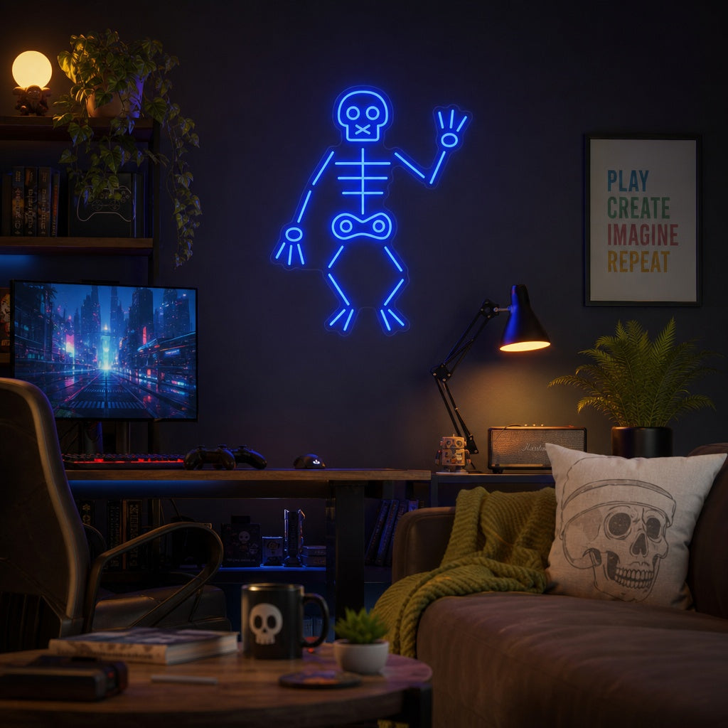 "Skelet Dat Hallo Zwaait" Neon Verlichting