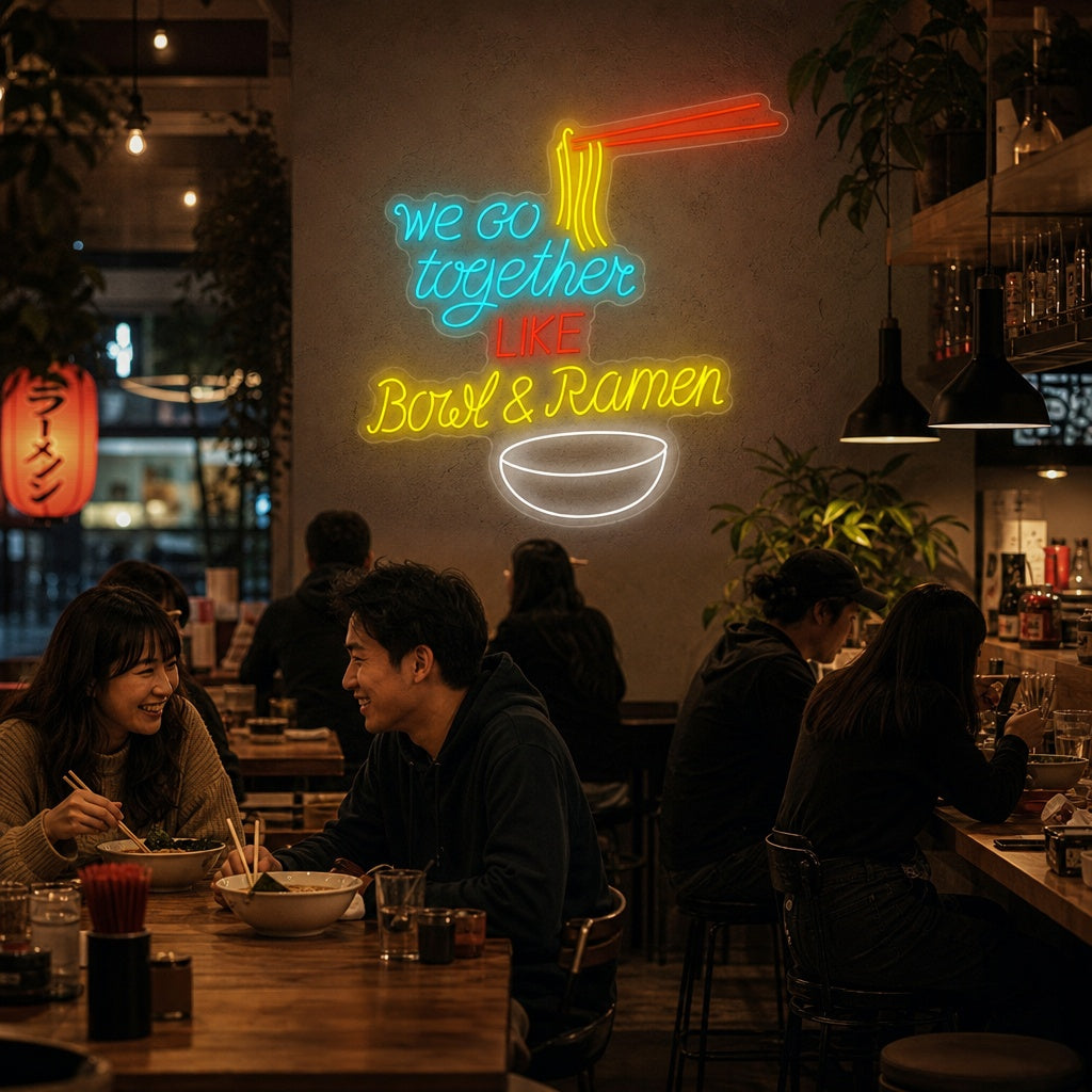 We Go Together Like Bowl And Ramen Neonbord, Japanse Restaurant Decor
