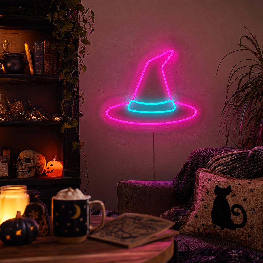 "Heks Tovenaar Hoed Halloween Decor" Neon Verlichting