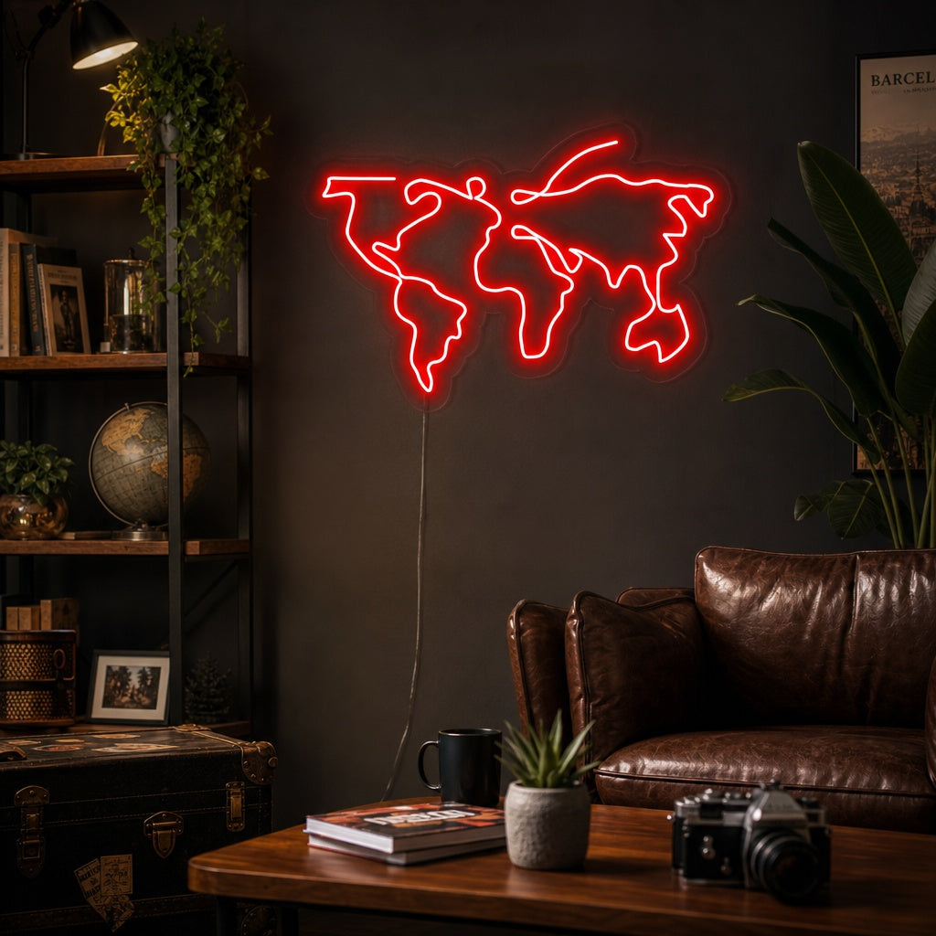 "Wereldkaart" Neon Verlichting