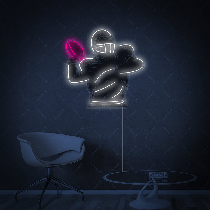 "Abstract silhouet van een Amerikaanse voetbalspeler" Neonbord