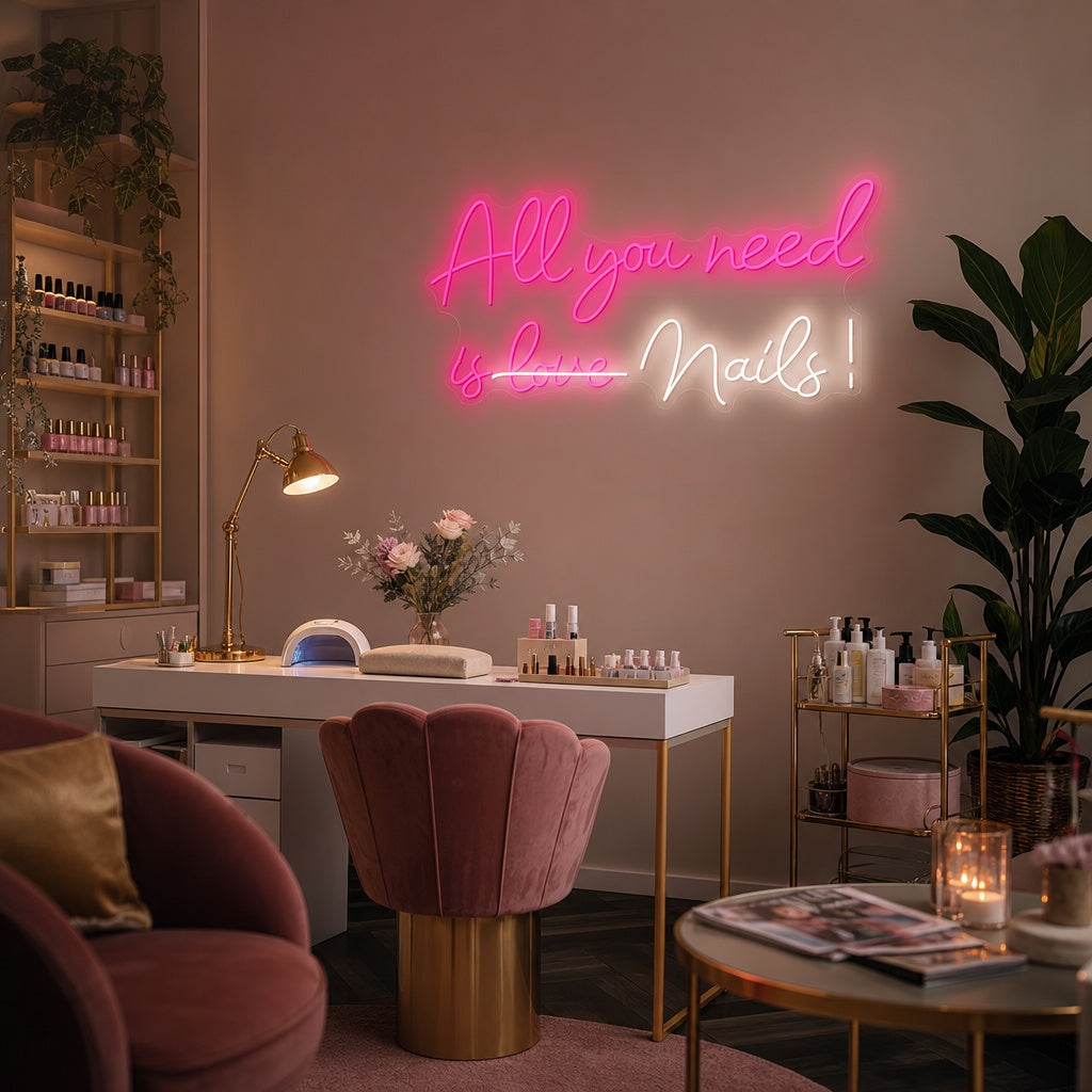 "All You Need Is Nails" Neonbord