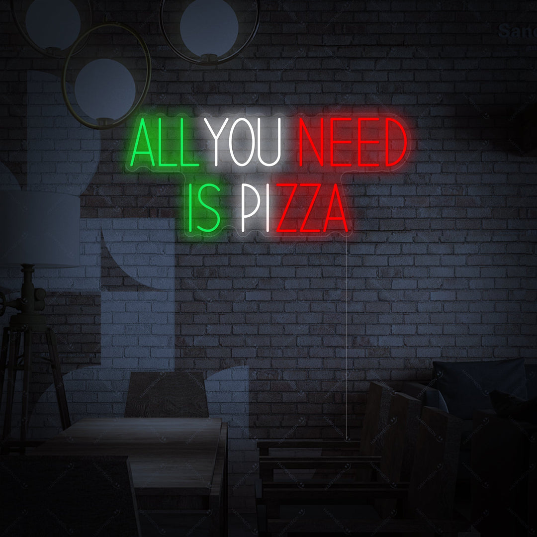 "All You Need Is Pizza" Neonbord