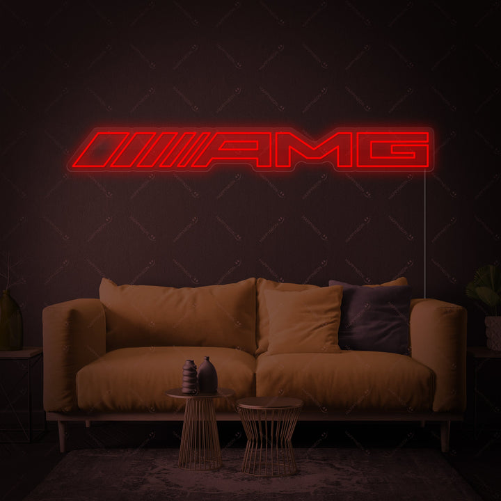 Rood neon LED Mercedes AMG bord, racingdecoratie.
