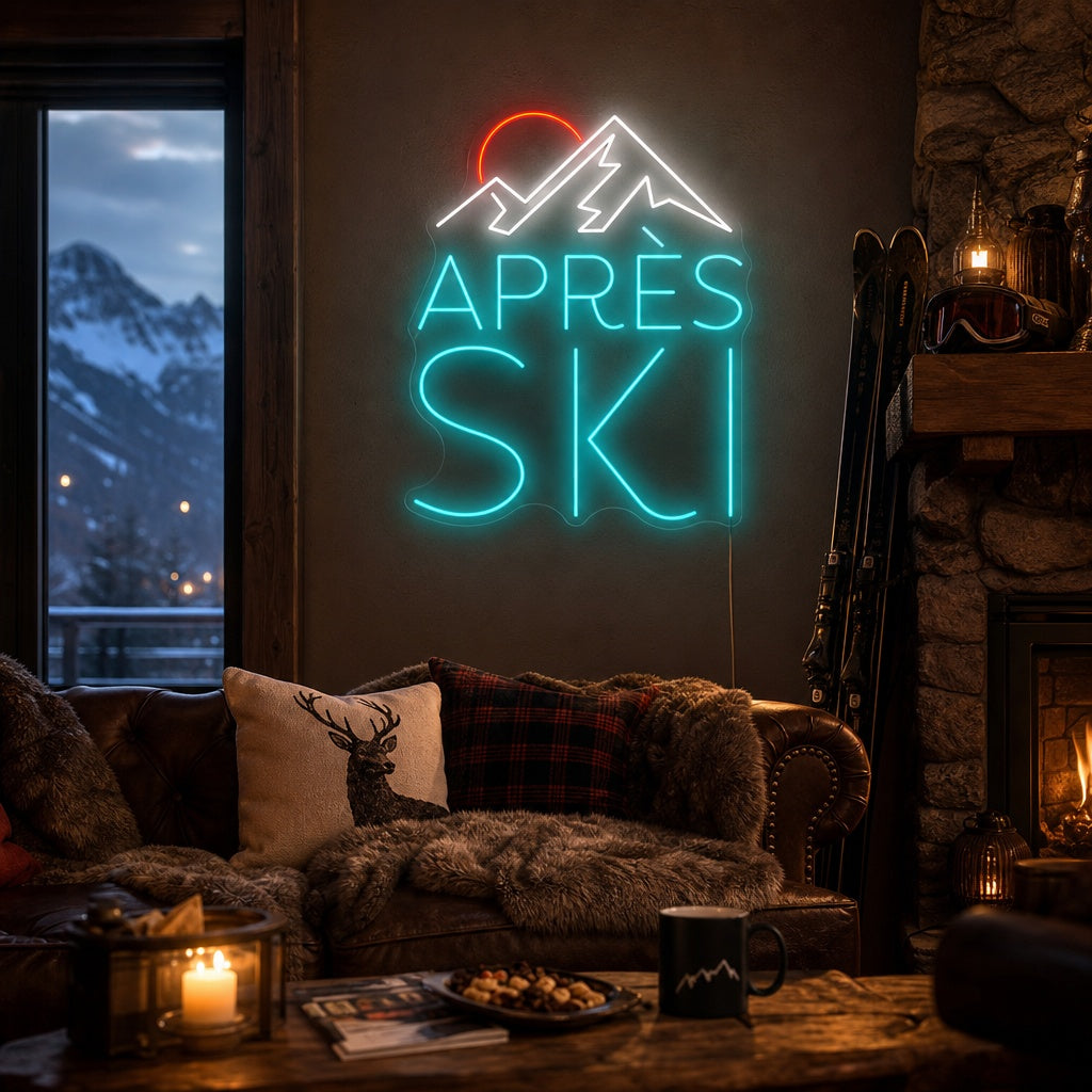 Neon LED “Après Ski” bergenbord, winterdecoratie.