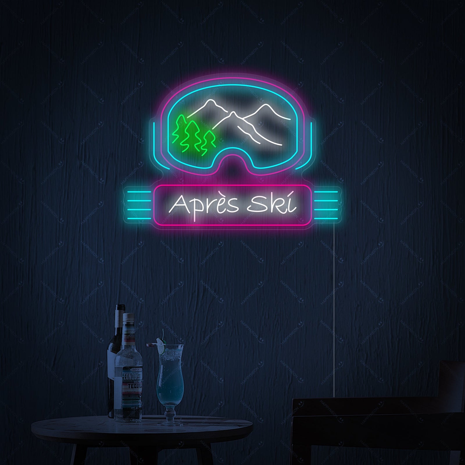 Après Ski skibril en bergen LED neonbord