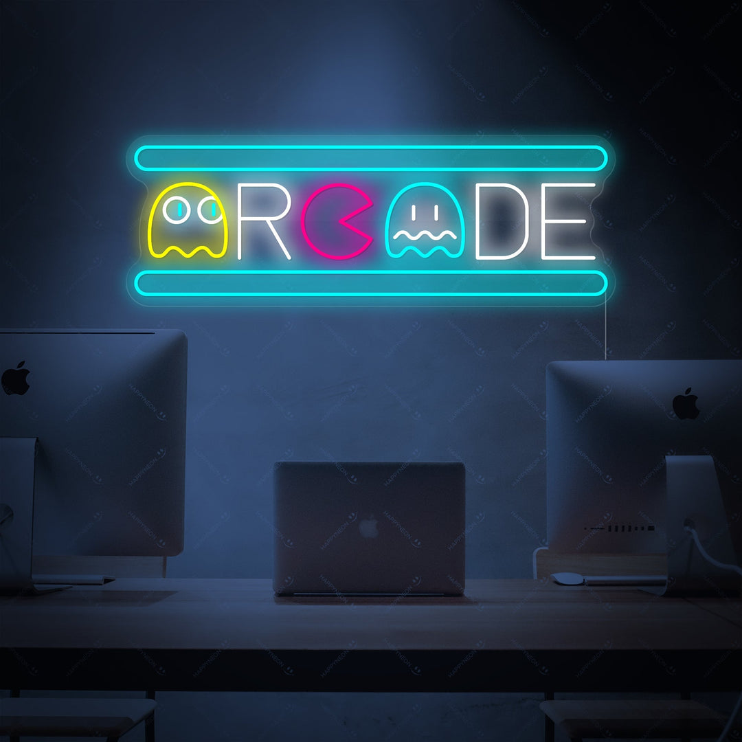 Arcade Pac-Man LED neon bord, Pac-Man LED bord, Retro neon decor