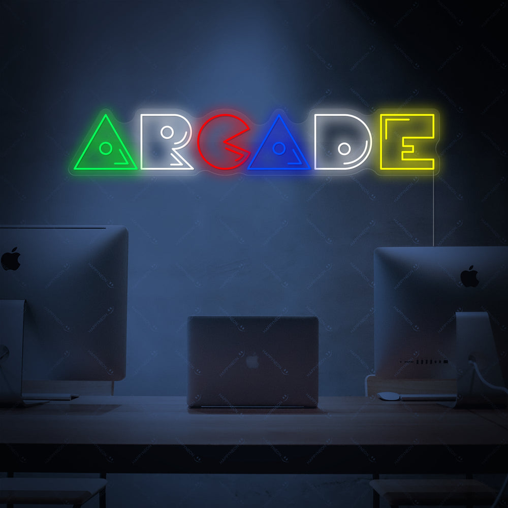 Neon LED multicolor Arcade bord, retro gamingdecoratie.