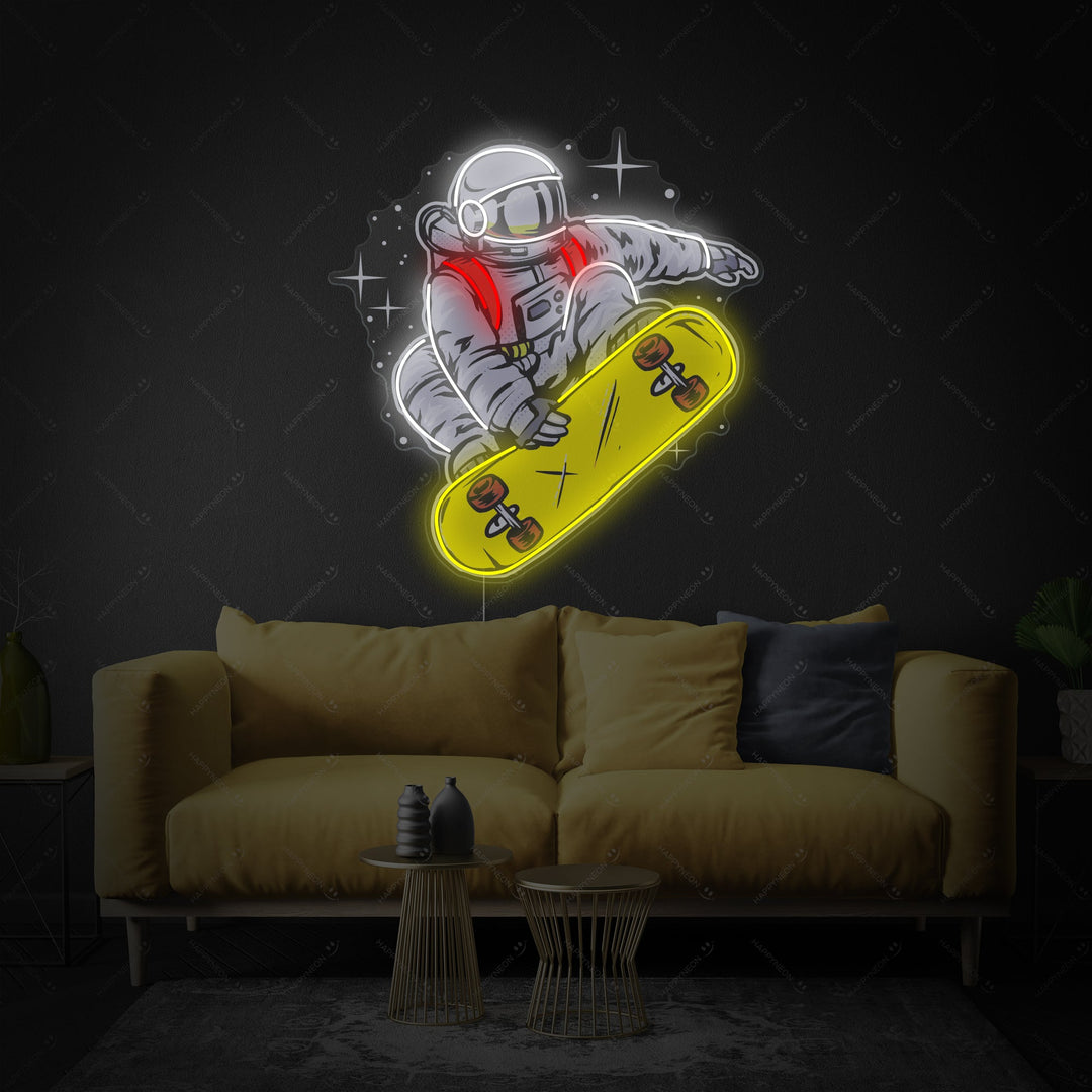 "Astronaut op skateboard" Neonbord