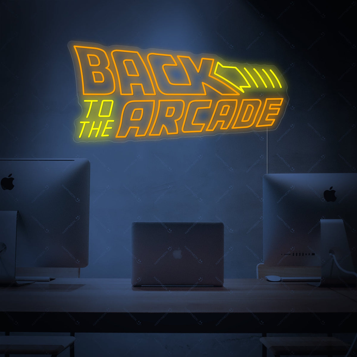 Neon LED “Back to the Arcade” bord, retro gamingdecoratie.