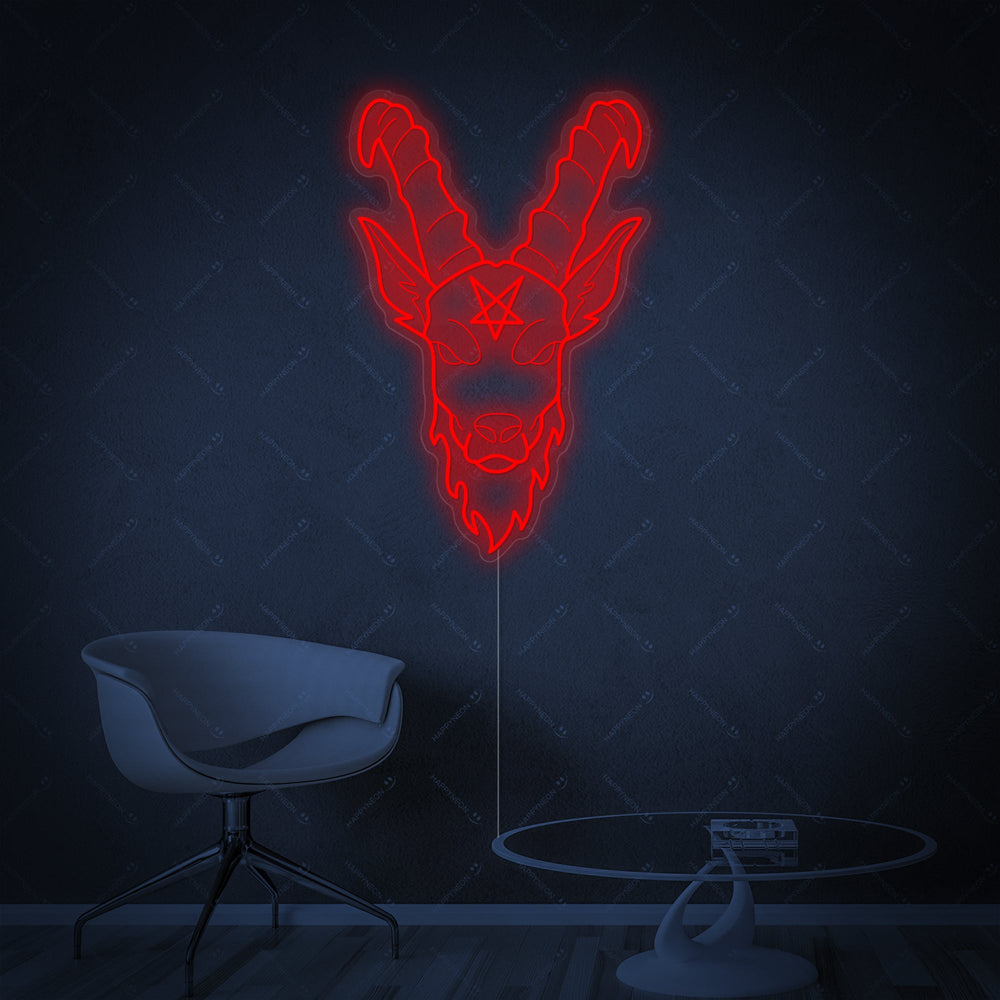 Rode satanische geitenkop LED neon kunst