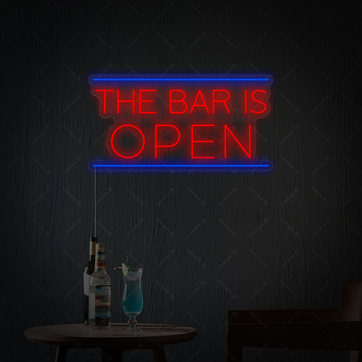 LED neon met tekst The Bar Is Open