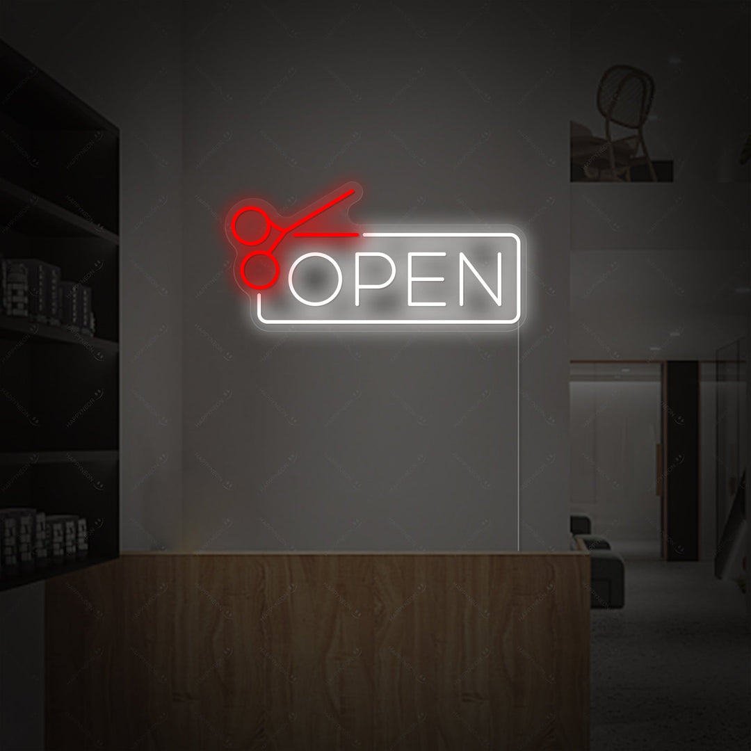 "Barbershop open" Neonbord
