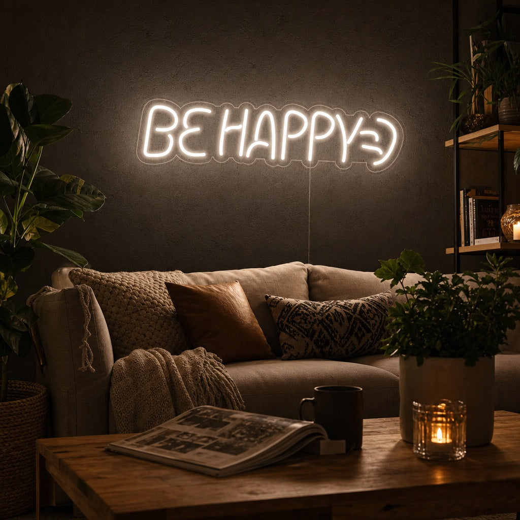 "Be Happy" Neon Verlichting