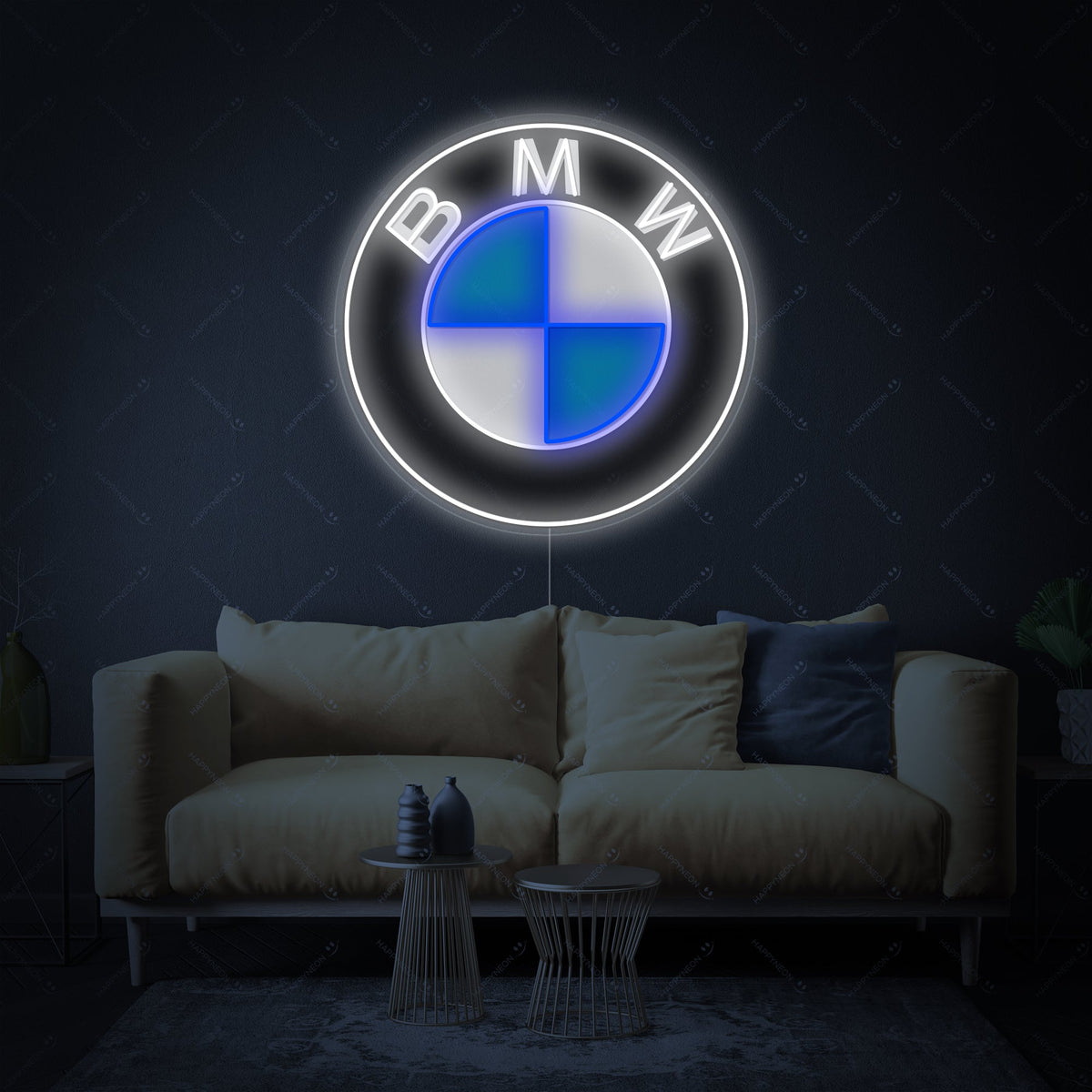 Neon LED BMW-logo, moderne autodecoratie.