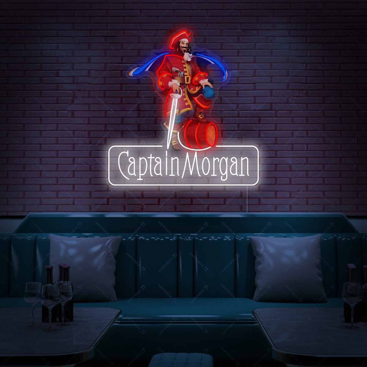 Captain Morgan piraat logo neon