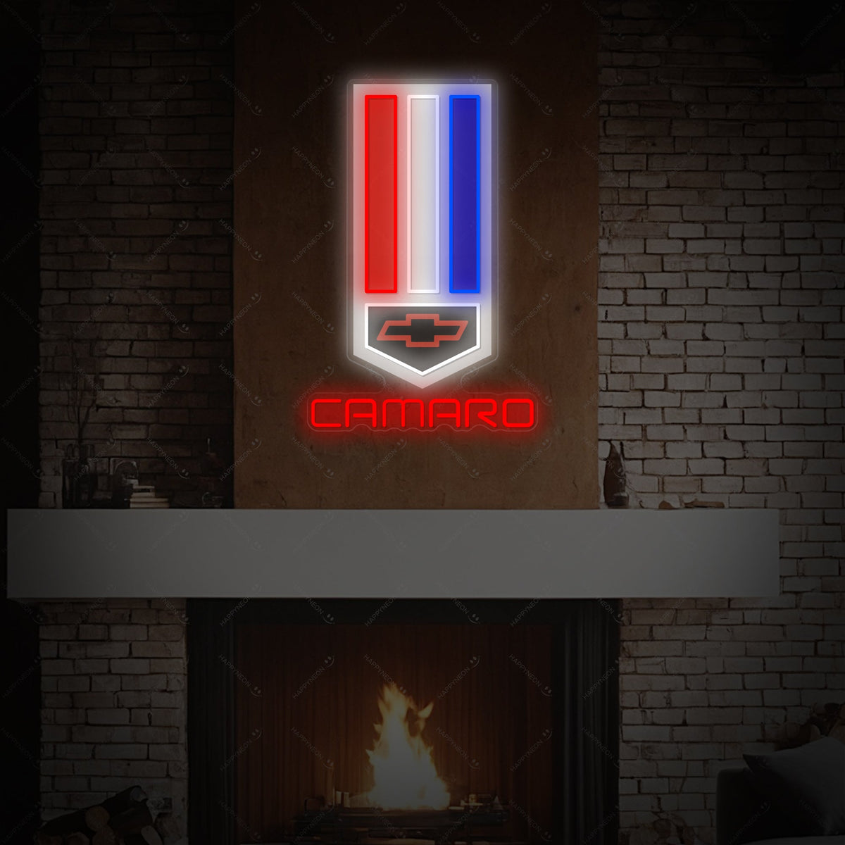 Camaro embleem rood wit blauw LED neon