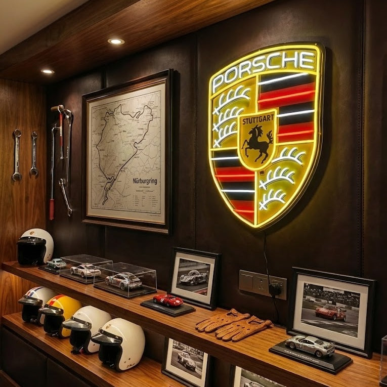 Porsche LED neon bord, Porsche LED bord, Porsche neon decor