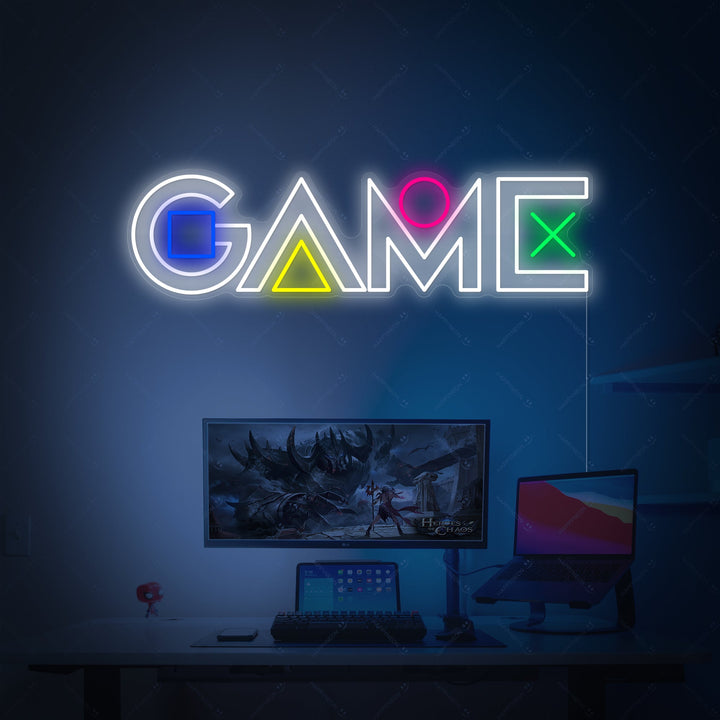 Neon LED “GAME” videogame bord, gamingkamerdecoratie.