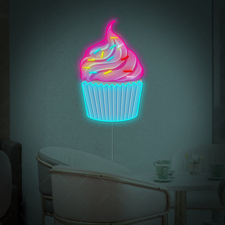 "Cupcake met kleurrijke Sprinkles" Neonbord