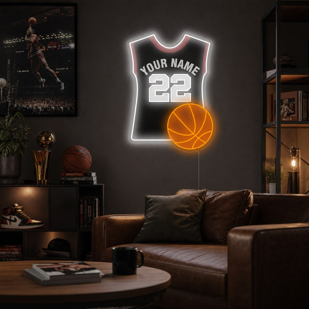 "Aangepaste Basketbal en Jersey" Neonbord