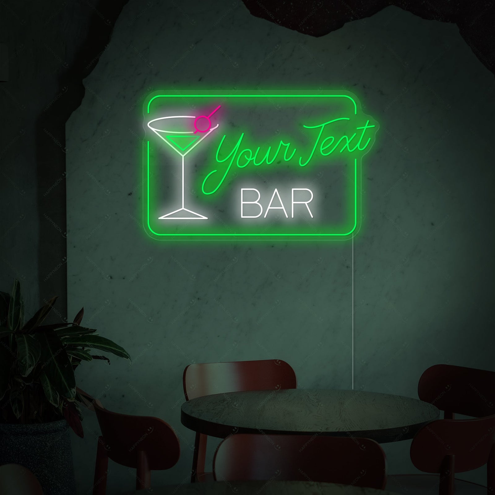 Gepersonaliseerde Naam bar neon met martiniglas