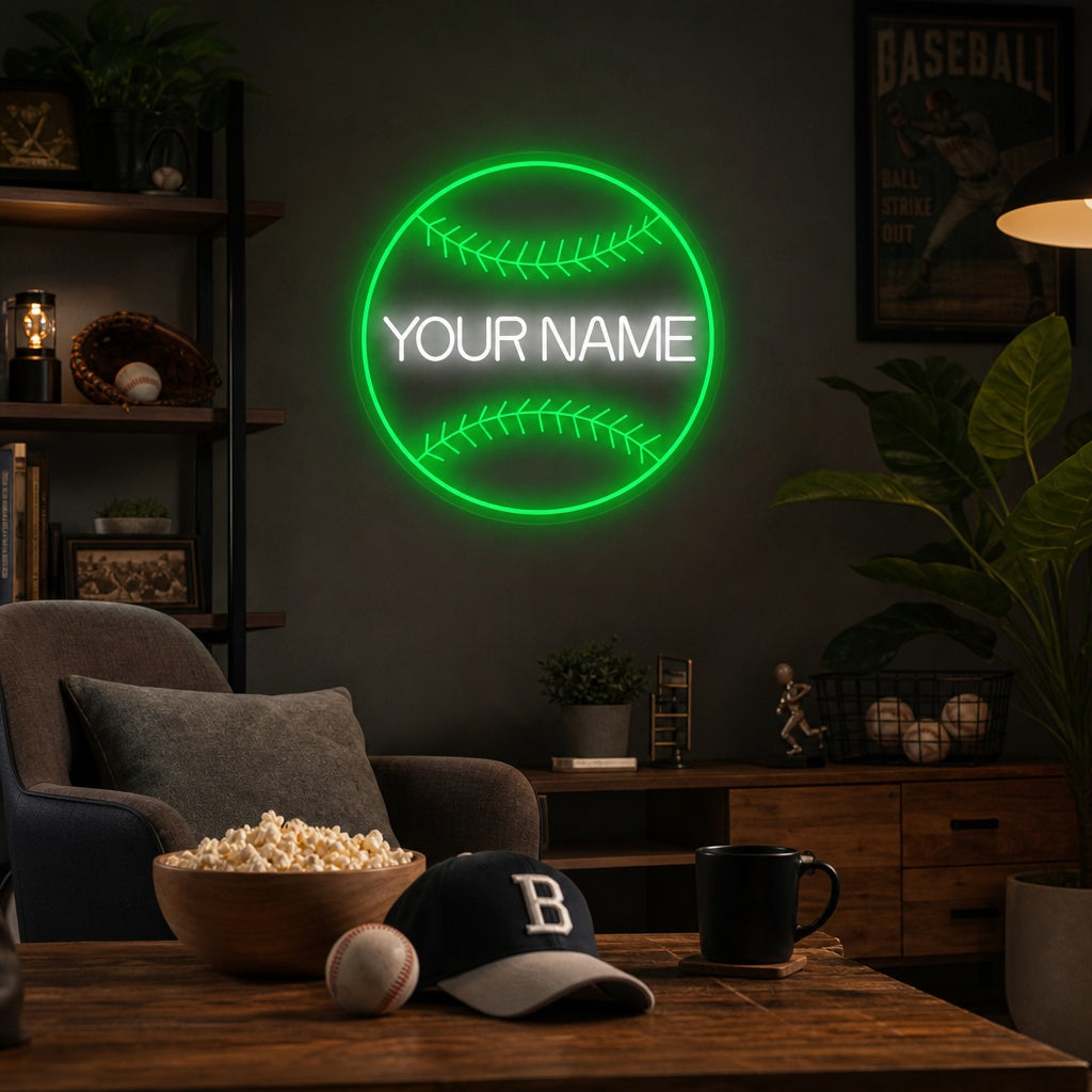 "Aangepaste naam honkbal" Neonbord