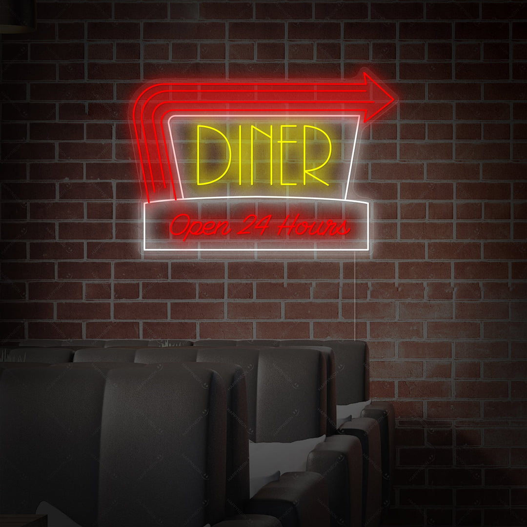 "Diner Open 24 Hours" Neonbord