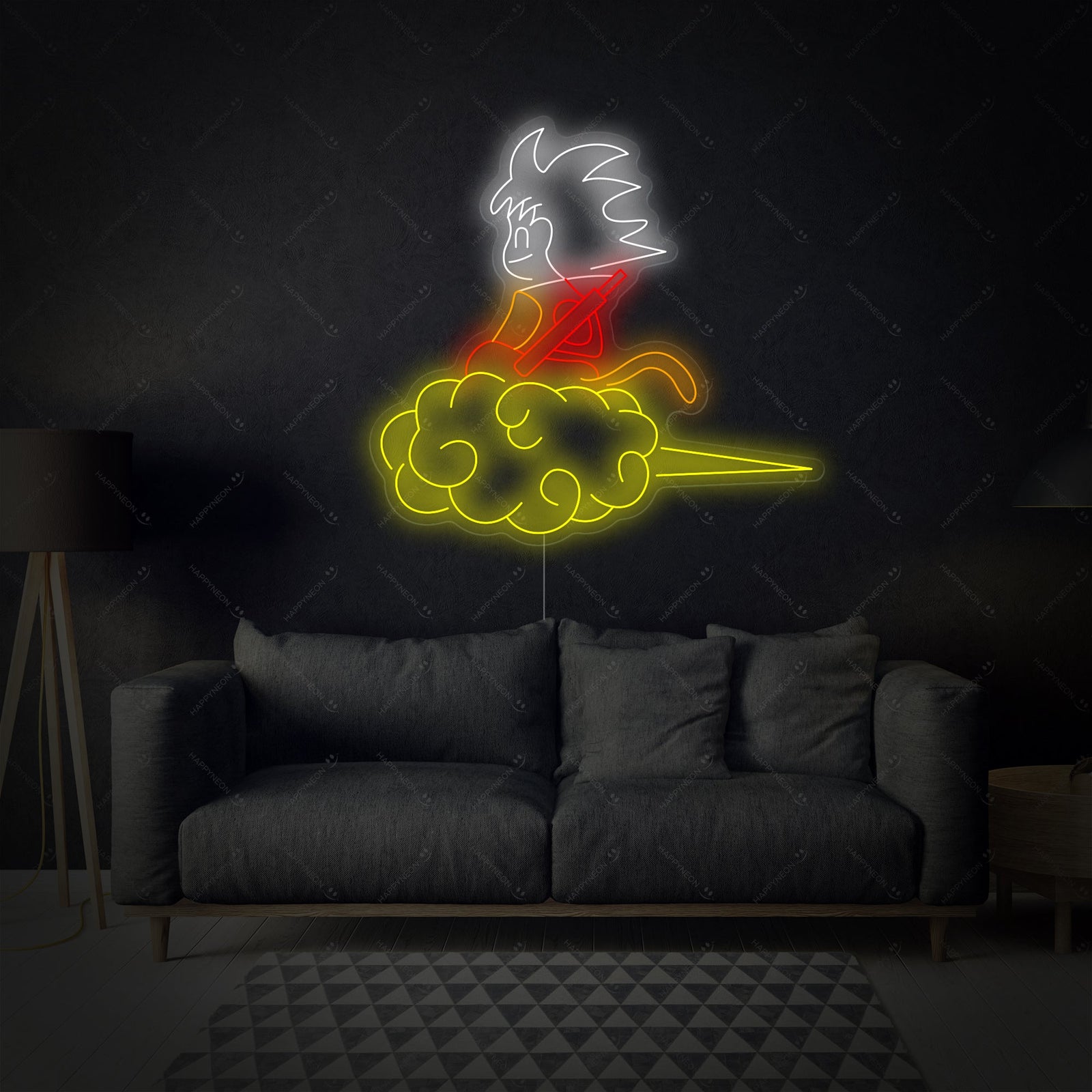 Goku anime figuur vliegend op wolk LED neonbord