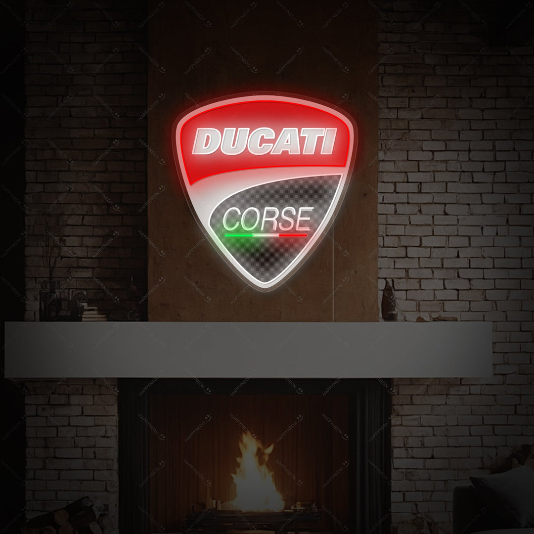 Ducati Corse LED neon bord, Ducati LED bord, Racing neon decor