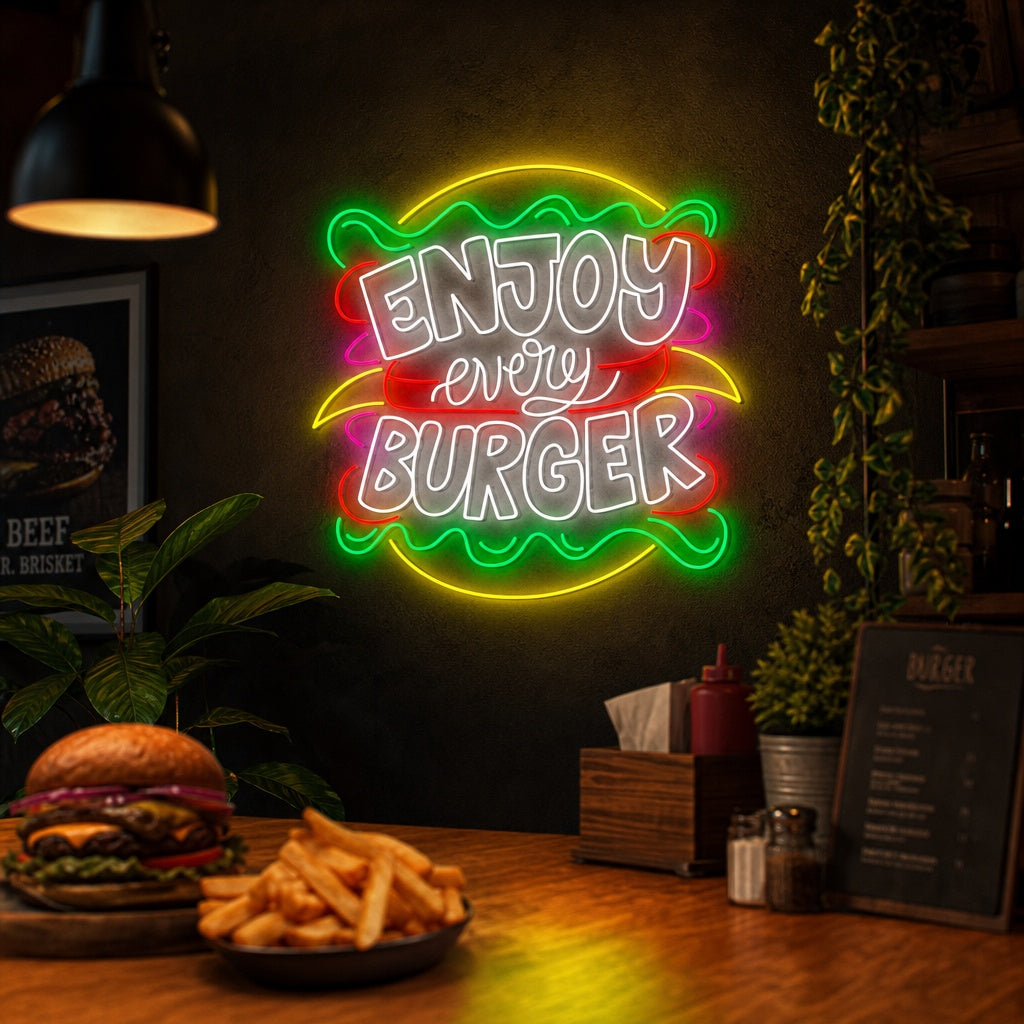 "Enjoy Every Burger" Neonbord