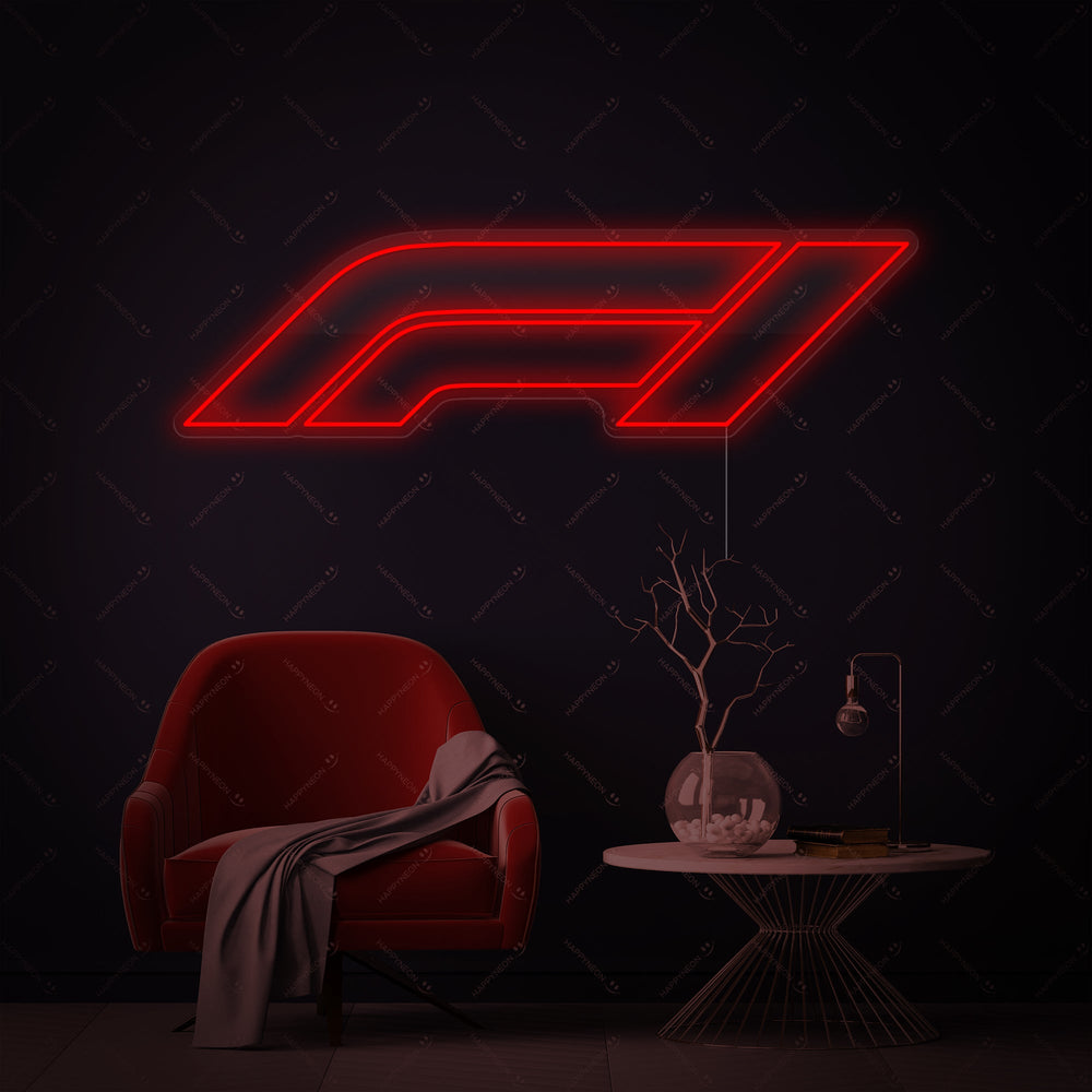 Neon LED Formula 1 logo, racing wanddecoratie.