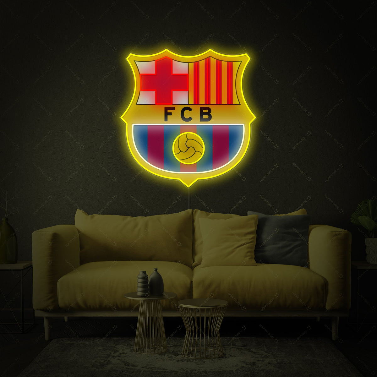 Neon LED FC Barcelona logo, fanroomdecoratie.