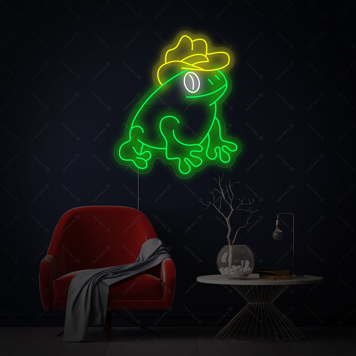 "Kikker Met Cowboyhoed" Neonbord