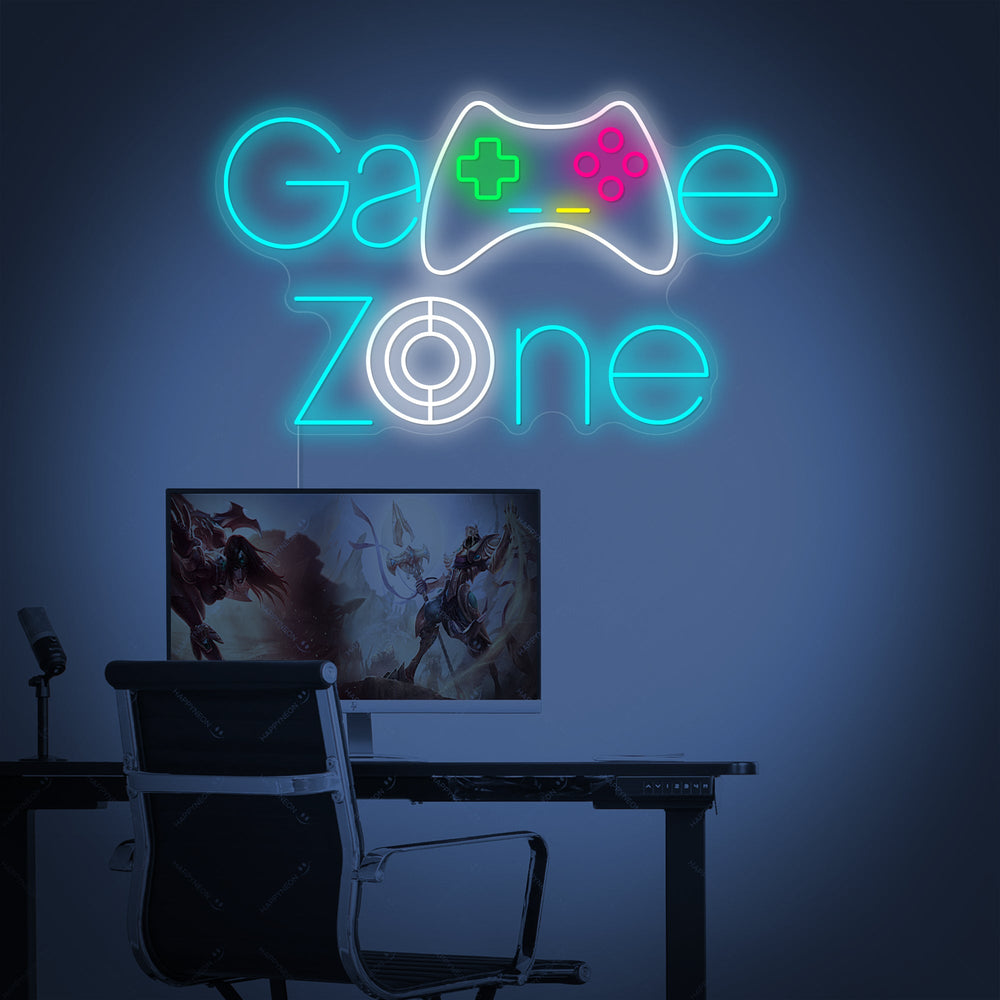 Neon LED “Game Zone” controllerbord, gameroomverlichting.