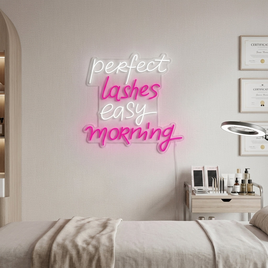 "Perfect Lashes Easy Morning" Neon Verlichting