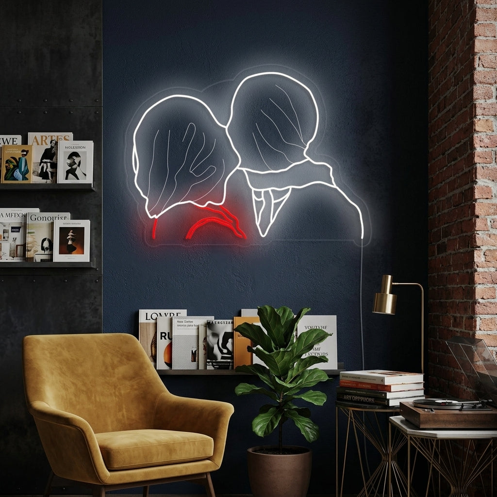 "De Geliefden Rene Magritte" Neon Verlichting