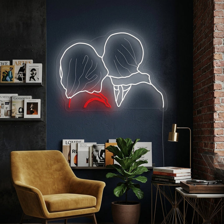 "De Geliefden Rene Magritte" Neon Verlichting