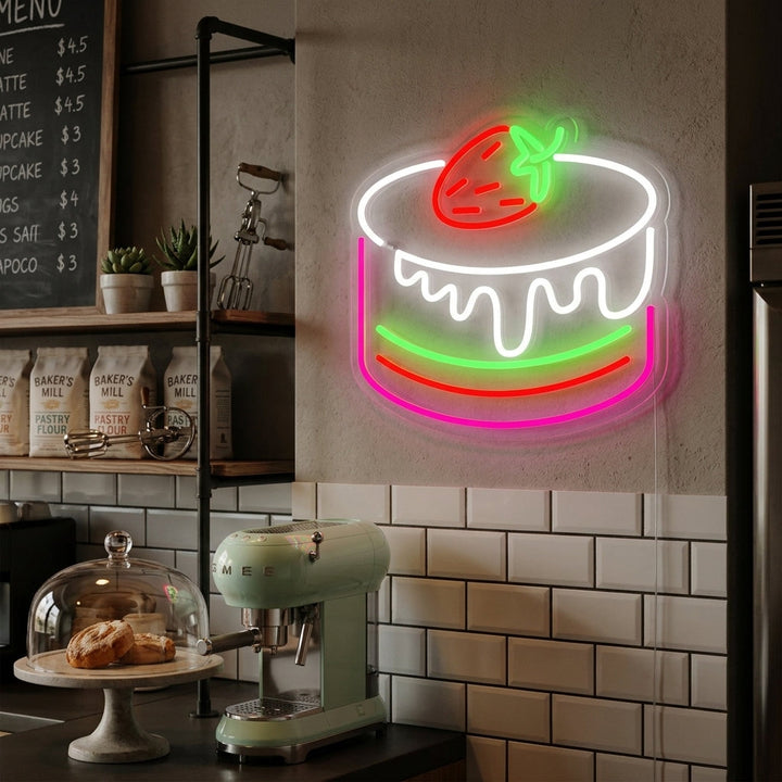 "Aardbeientaart Cafe Bakkerij" Neon Verlichting