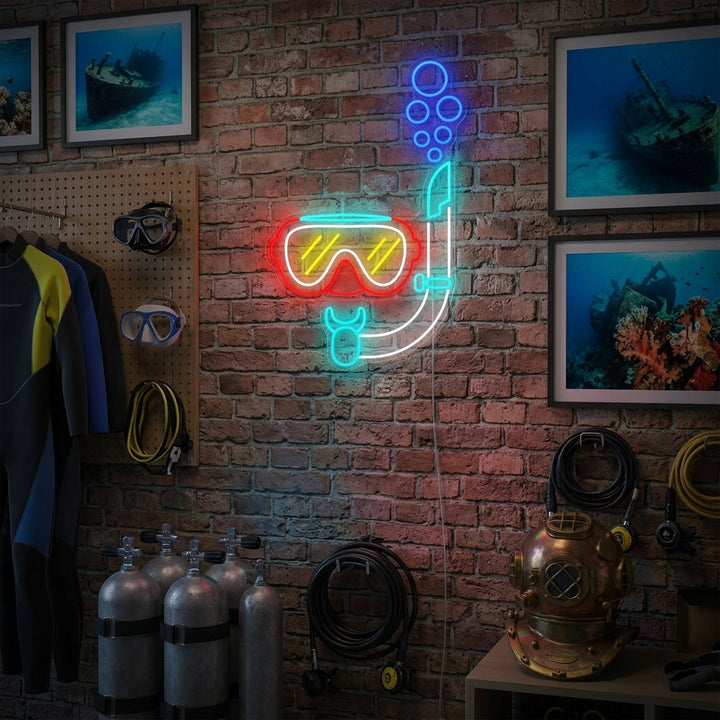 "Duiken Snorkel Masker" Neonbord