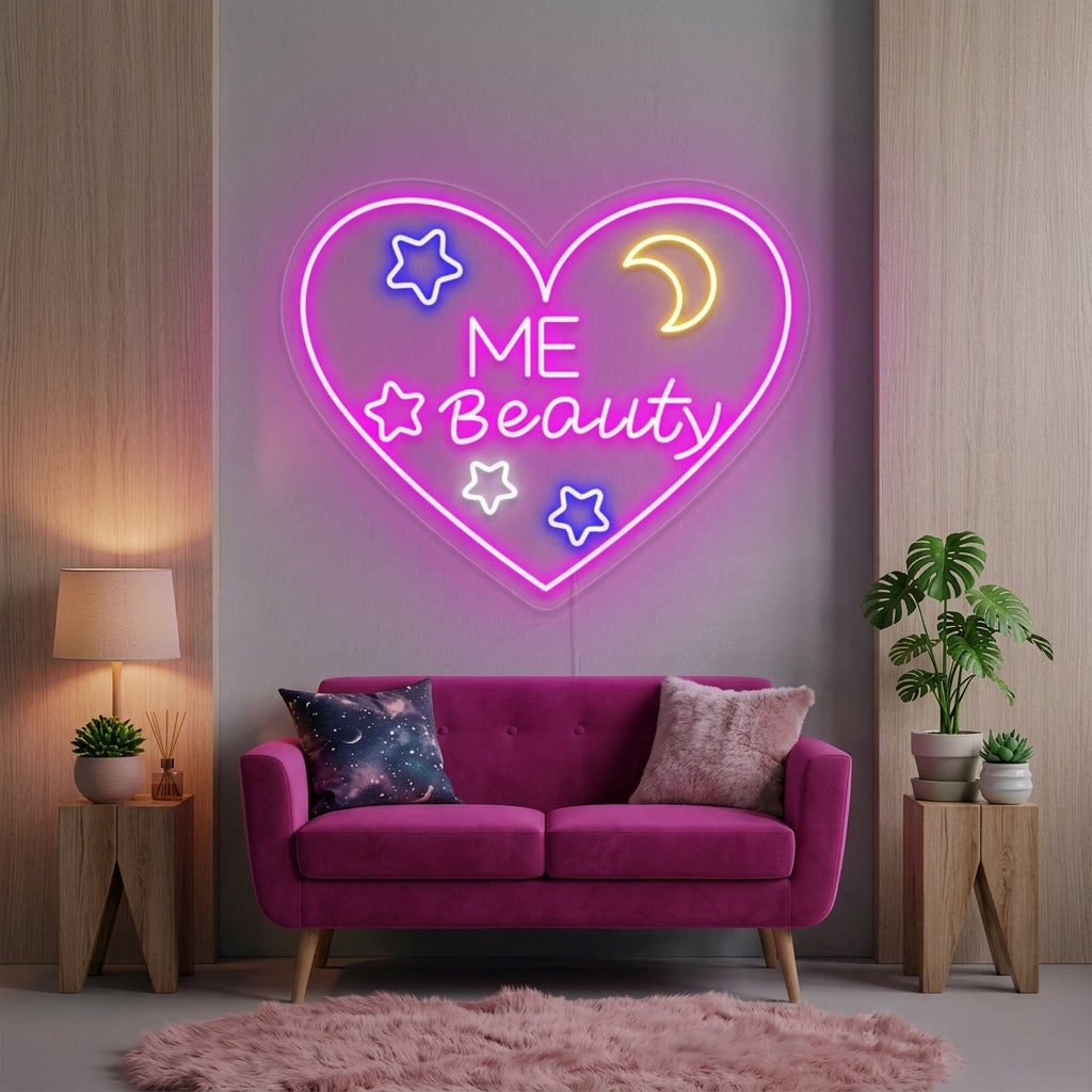 "Hart, Liefde, Me Beauty" Neon Verlichting