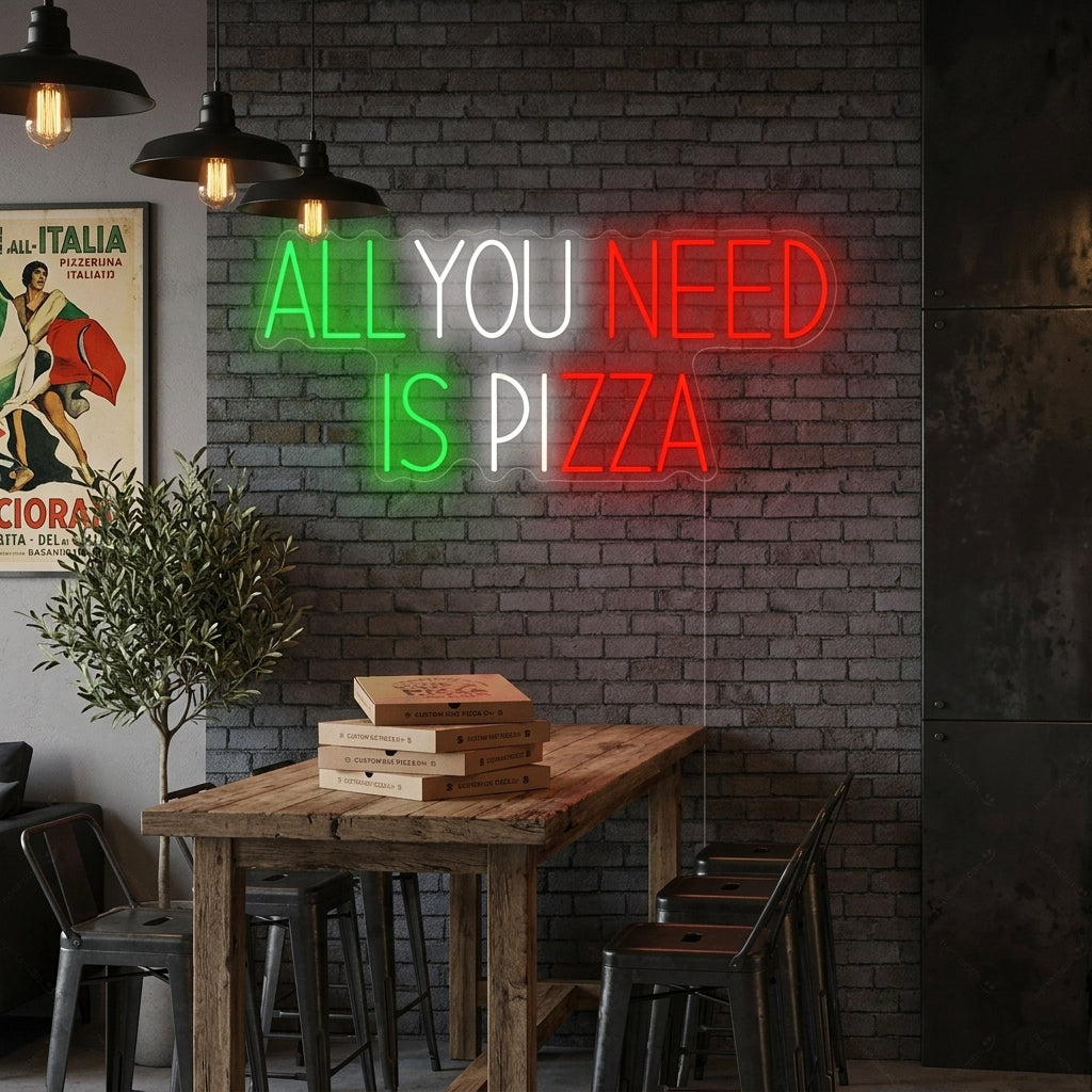 "All You Need Is Pizza" Neonbord
