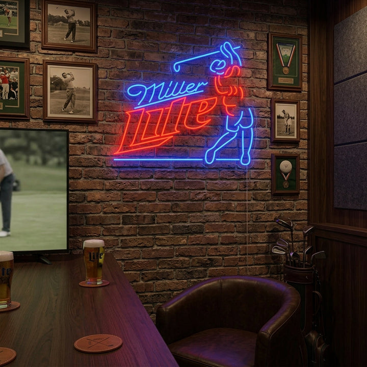 "Golfspeler en bier logo" Neonbord