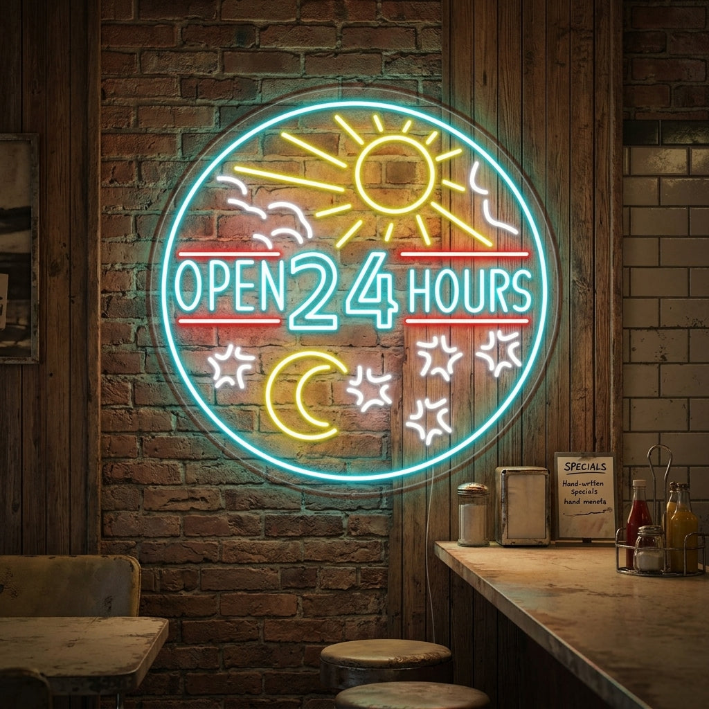 "Open 24 Hours" Neon Verlichting