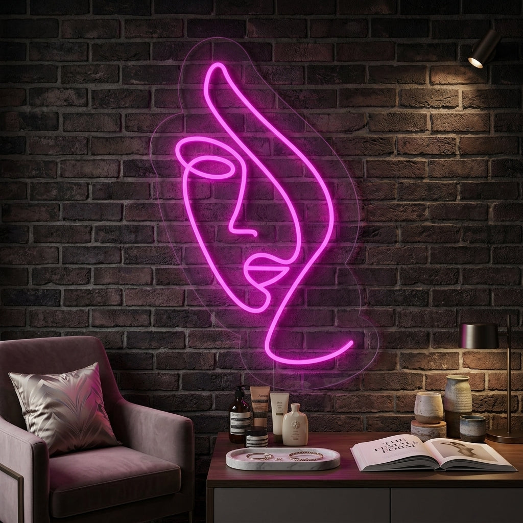 "Abstract Vrouwengezicht" Neon Verlichting