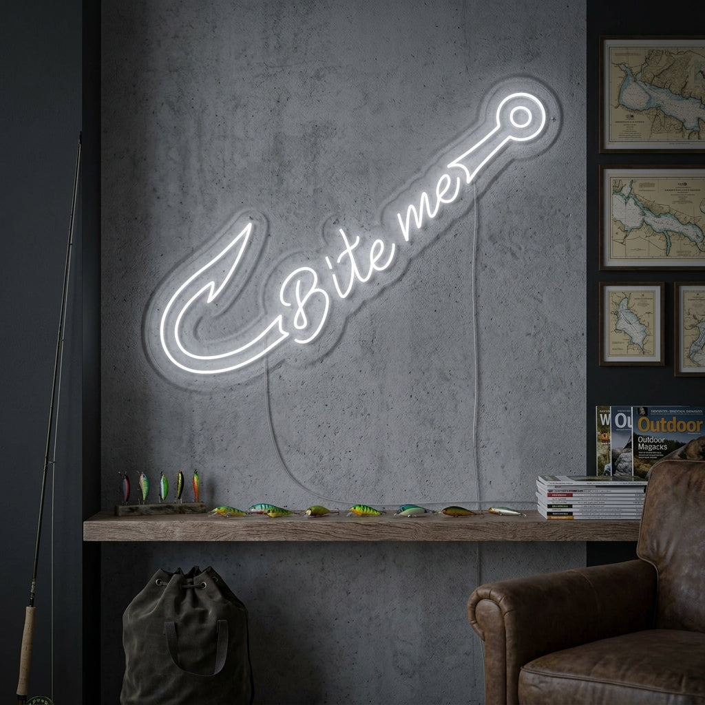 "Visgraat, Bite Me" Neon Verlichting