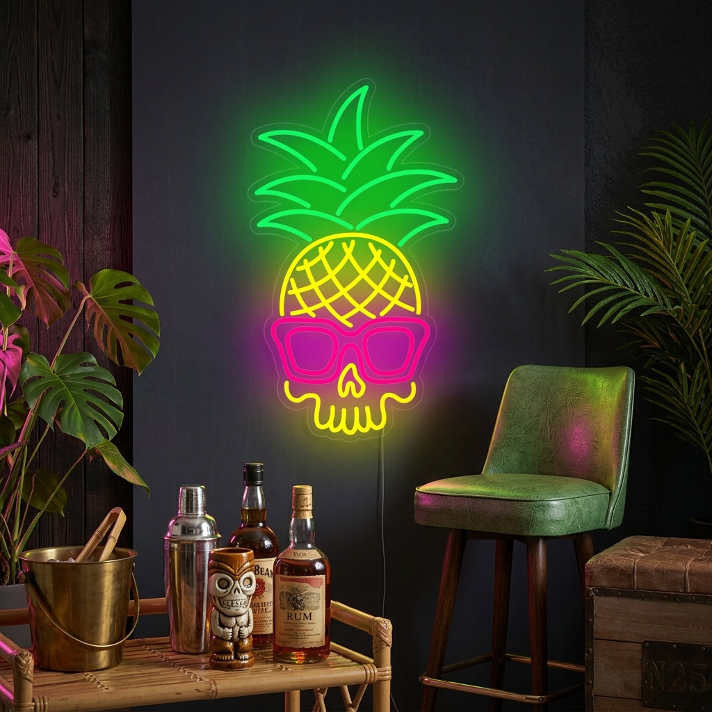 "Ananas Schedel" Neon Verlichting