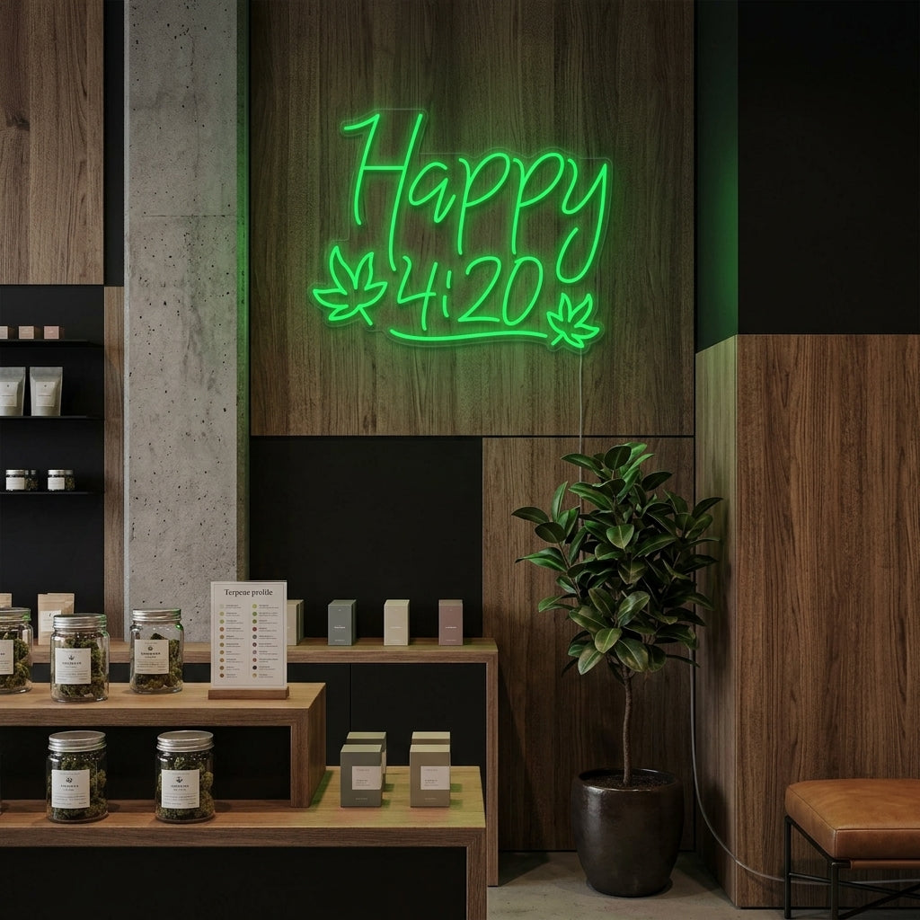 "Happy 420 Wiet" Neon Verlichting