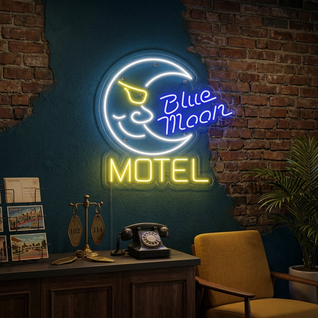 "Blue Moon Motel, Hotel" Neon Verlichting